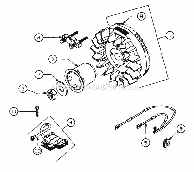 Engine Electrical Diagram and Parts List for 5416R 457900-460859, 553C562K100, 554C562K100 Cub Cadet Lawn Mower